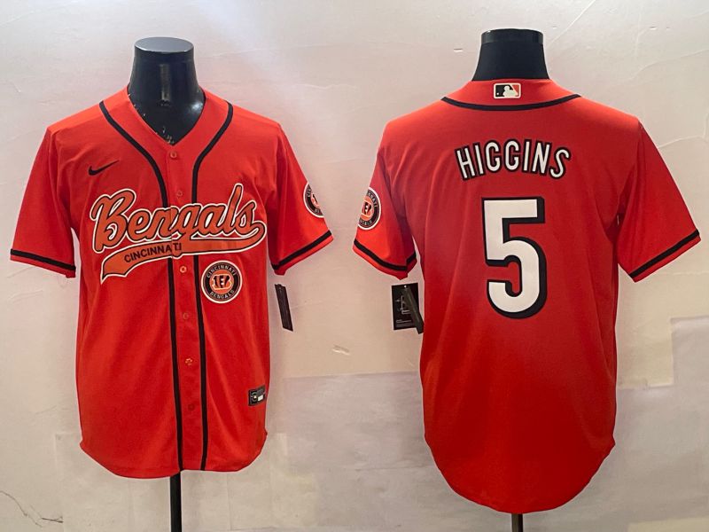 Men Cincinnati Bengals #5 Hiccins Orange Joint Name 2025 Nike Limited NFL Jersey style 5